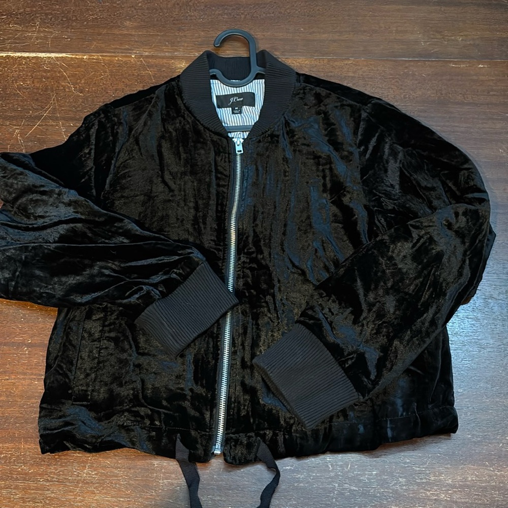 J. Crew black label velvet bomber jacket